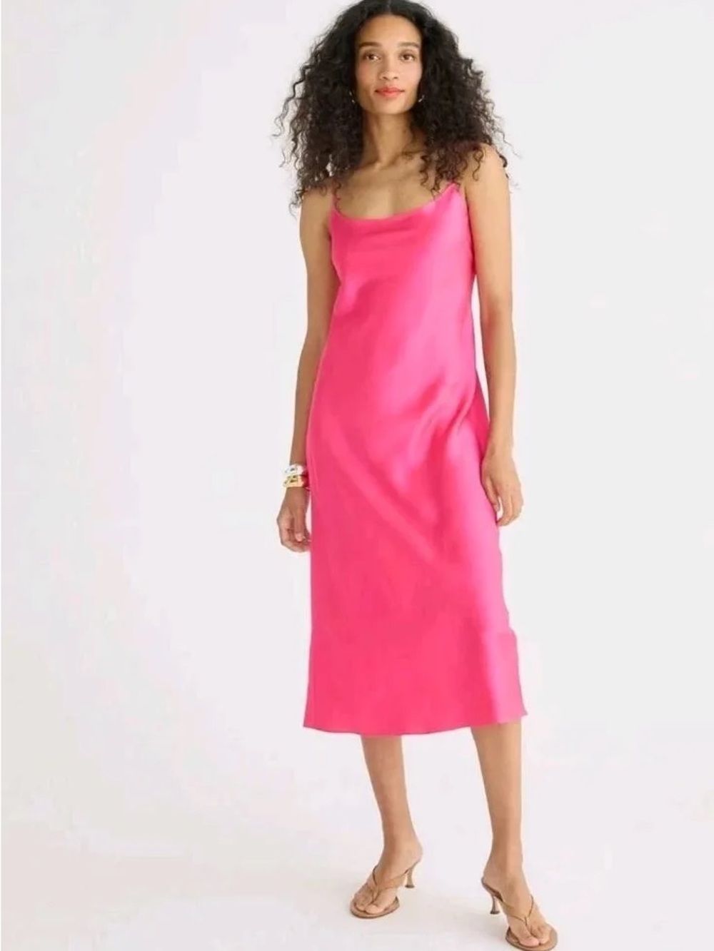 J Crew Satin Slip Dress - Hot Pink